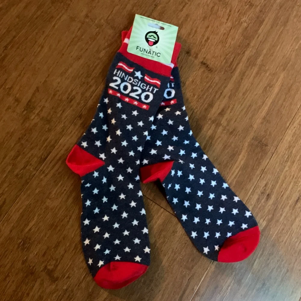 🌟FREE🌟NWT Novelty American Election Crew Socks Red/White/Blue Stars Unisex OS